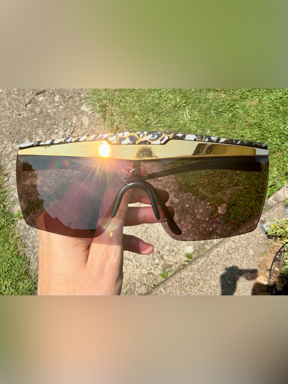 RARE VTG 80s Anne Klein "Prisma" Shield Visor Sunglasses w/ OG Matching Case